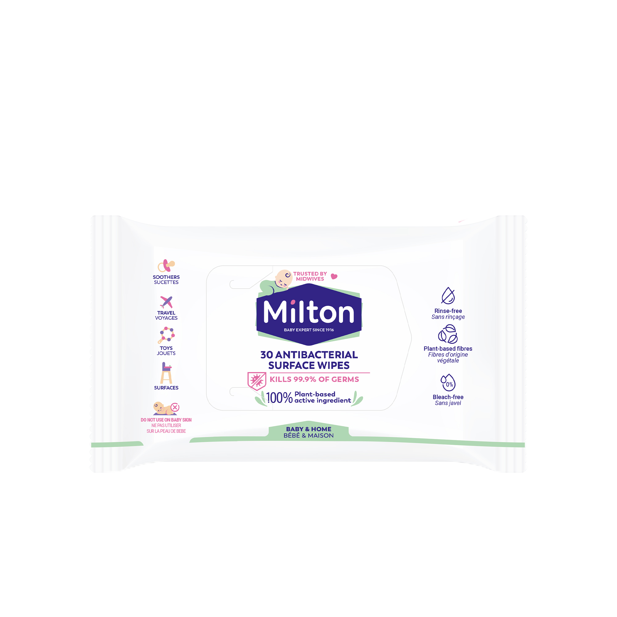 MILTON Antibacterial Surface Wipes - 30 wipes