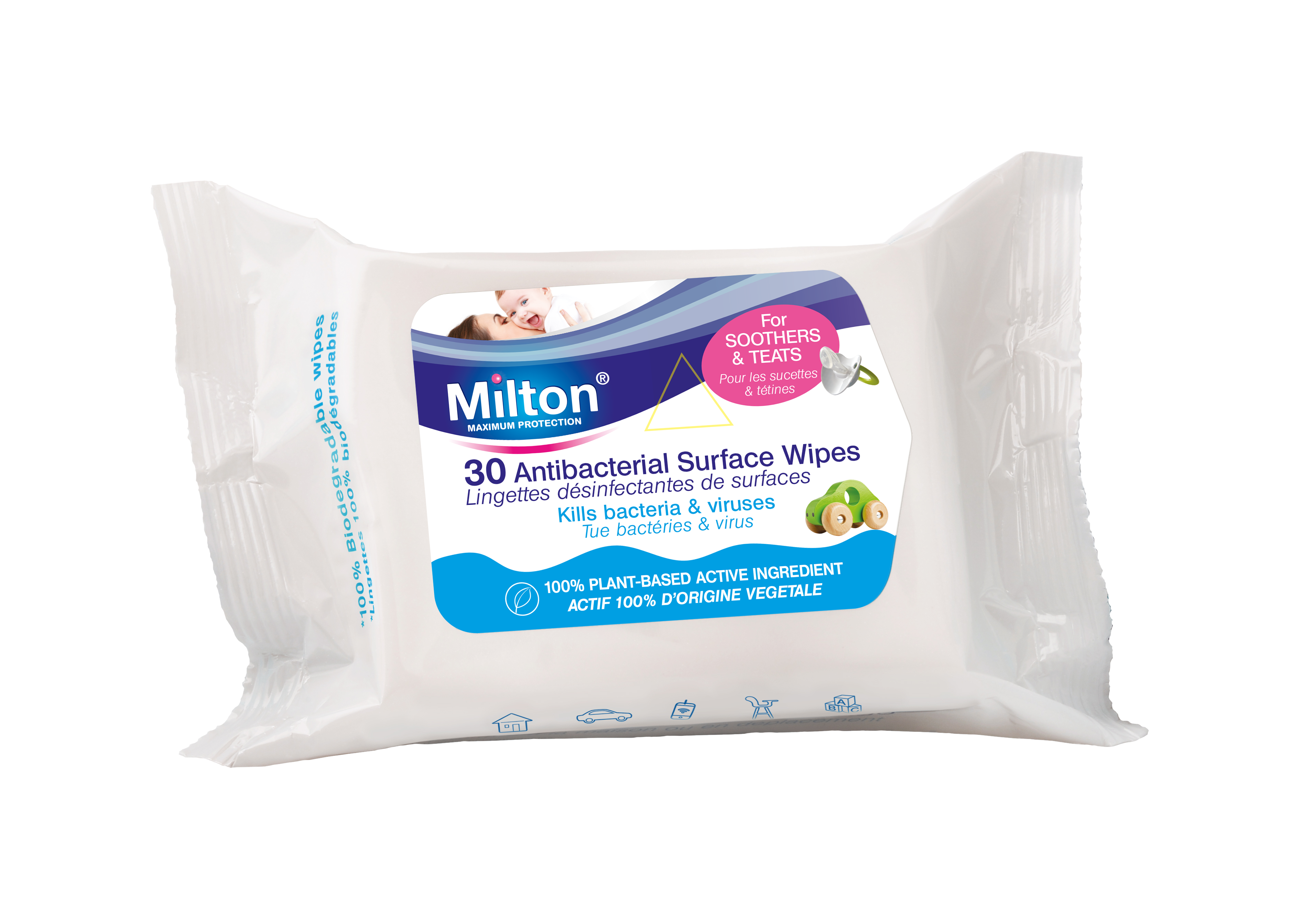MILTON Antibacterial Surface Wipes - 30 wipes