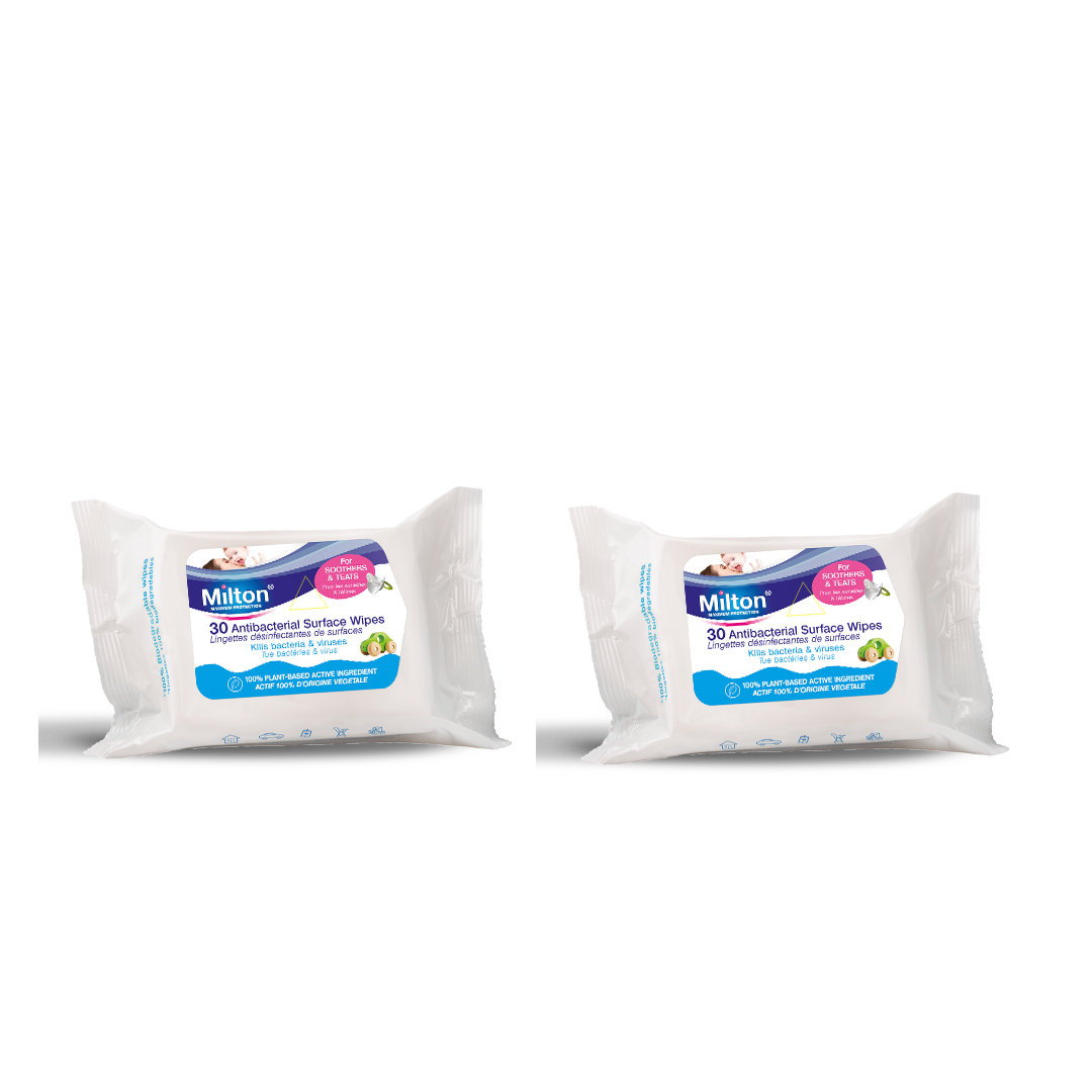 MILTON Antibacterial Surface Wipes - 30 wipes (Pack of 2)