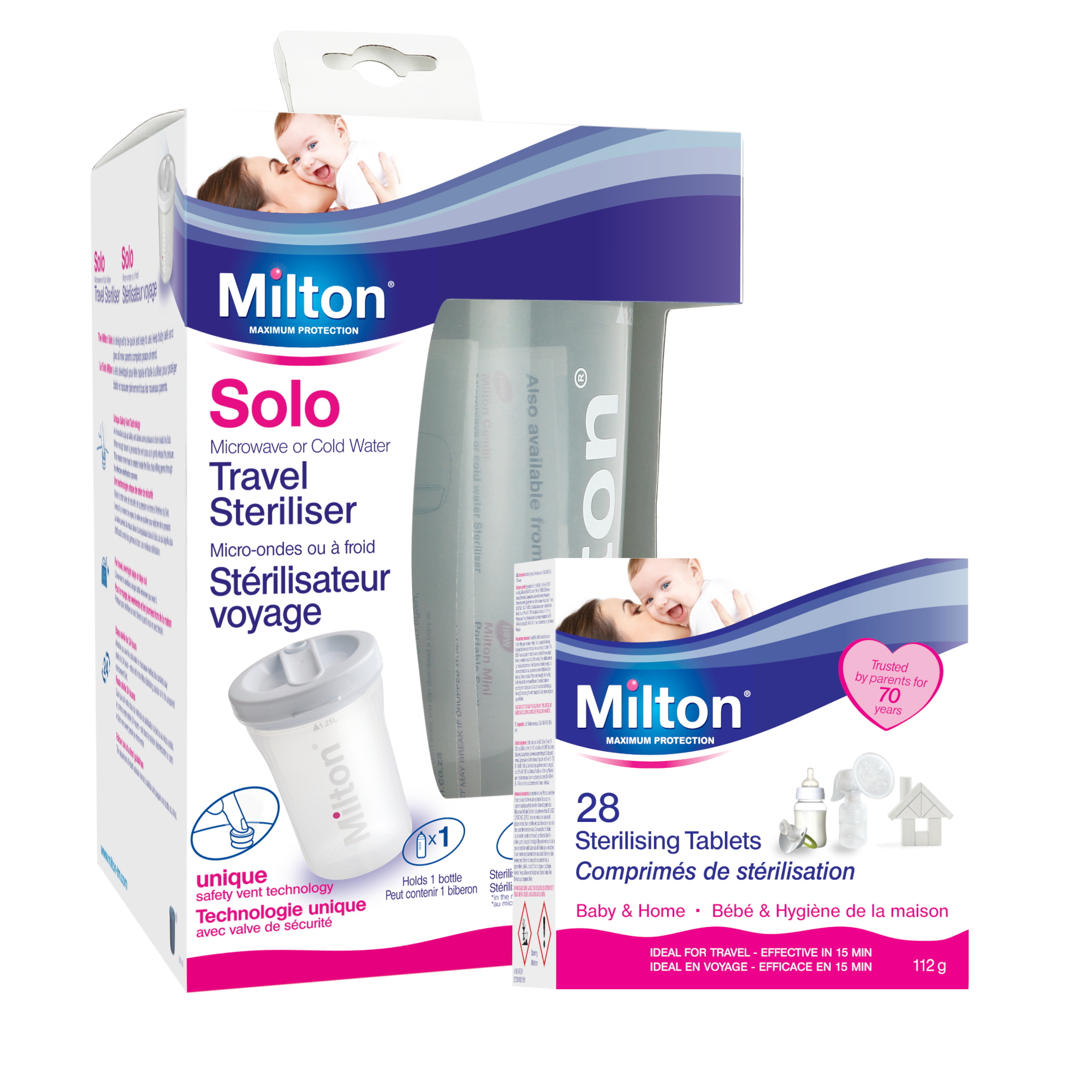 MILTON Solo Steriliser 1.25L + FREE MILTON Sterilising Tablets (28s)