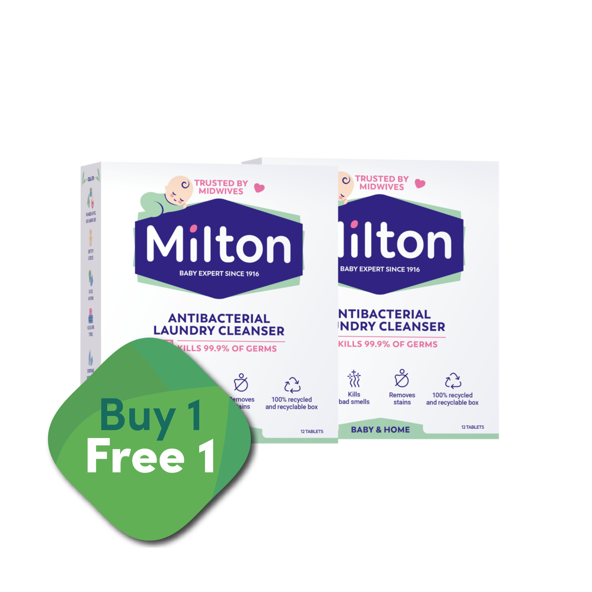 [BUY 1 FREE 1] MILTON Antibacterial Laundry Tablets (12s)